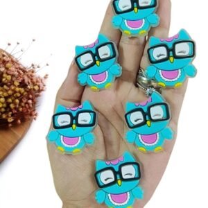 APLIQUE EMBORRACHADO CORUJA VERDE 3,8 CM C/ 2 UND