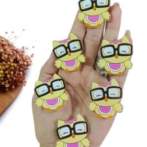 APLIQUE EMBORRACHADO CORUJA AMARELO 3,8 CM C/ 2 UND