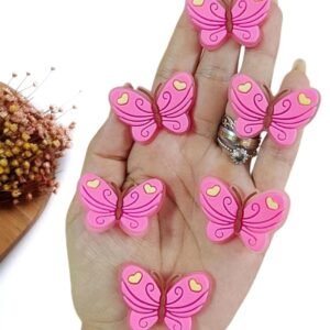 APLIQUE EMBORRACHADO BORBOLETA ROSA 3,5 CM C/ 2 UND