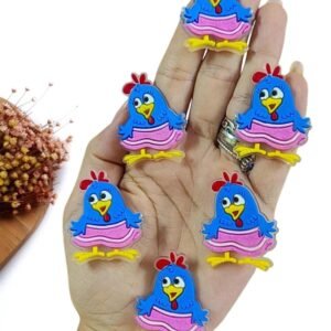 APLIQUE EMBORRACHADO GALINHA PINTADINHA AZUL 4 CM C/ 2 UND