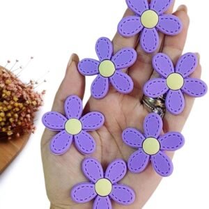 FLOR PESPONTADA EMBORRACHADA 5 PÉTALAS LILAS 4CM C/ 2 UND