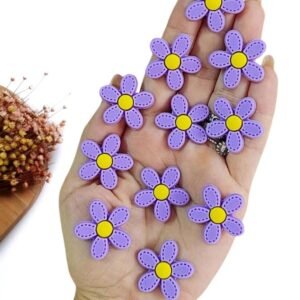 FLOR PESPONTADA EMBORRACHADA 5 PÉTALAS LILAS 2,6CM C/ 2 UND