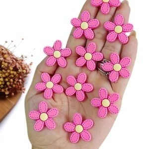 FLOR PESPONTADA EMBORRACHADA 5 PÉTALAS ROSA 2,6CM C/ 2 UND