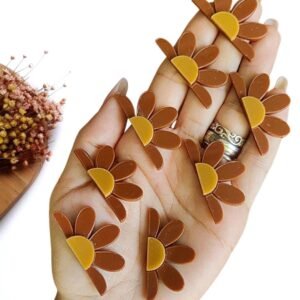 APLIQUE LAÇO MEIA MARGARIDA MARRON C/ CARAMELO 4CM UND