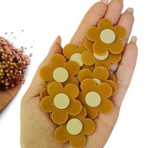 APLIQUE LAÇO FLOR 5 PÉTALAS CARAMELO C/ BEGE 3,5 CM UND