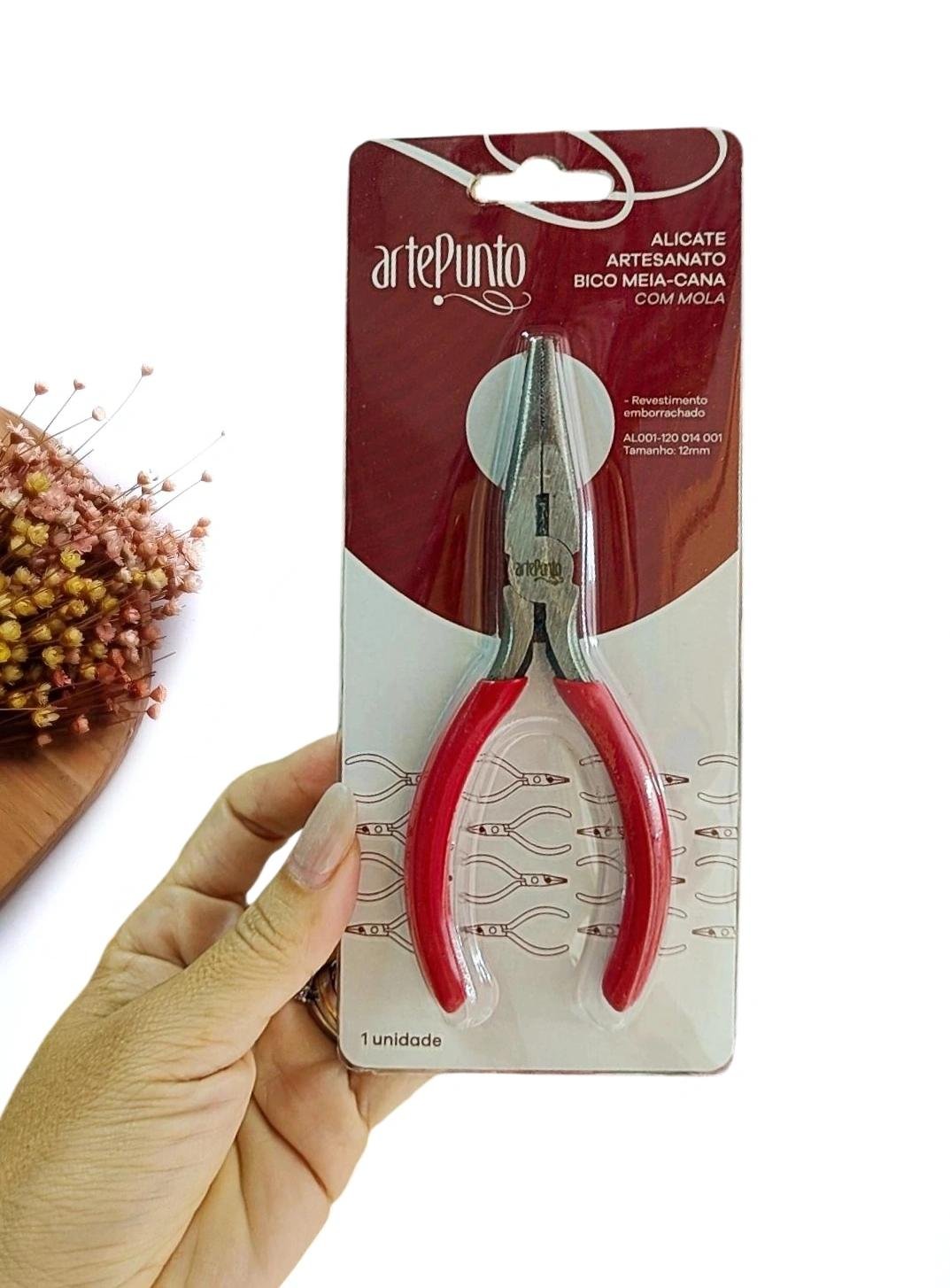ALICATE PROFISSIONAL C/ MOLA ARTE PUNTO MINIATURA BICO MEIA CANA UND