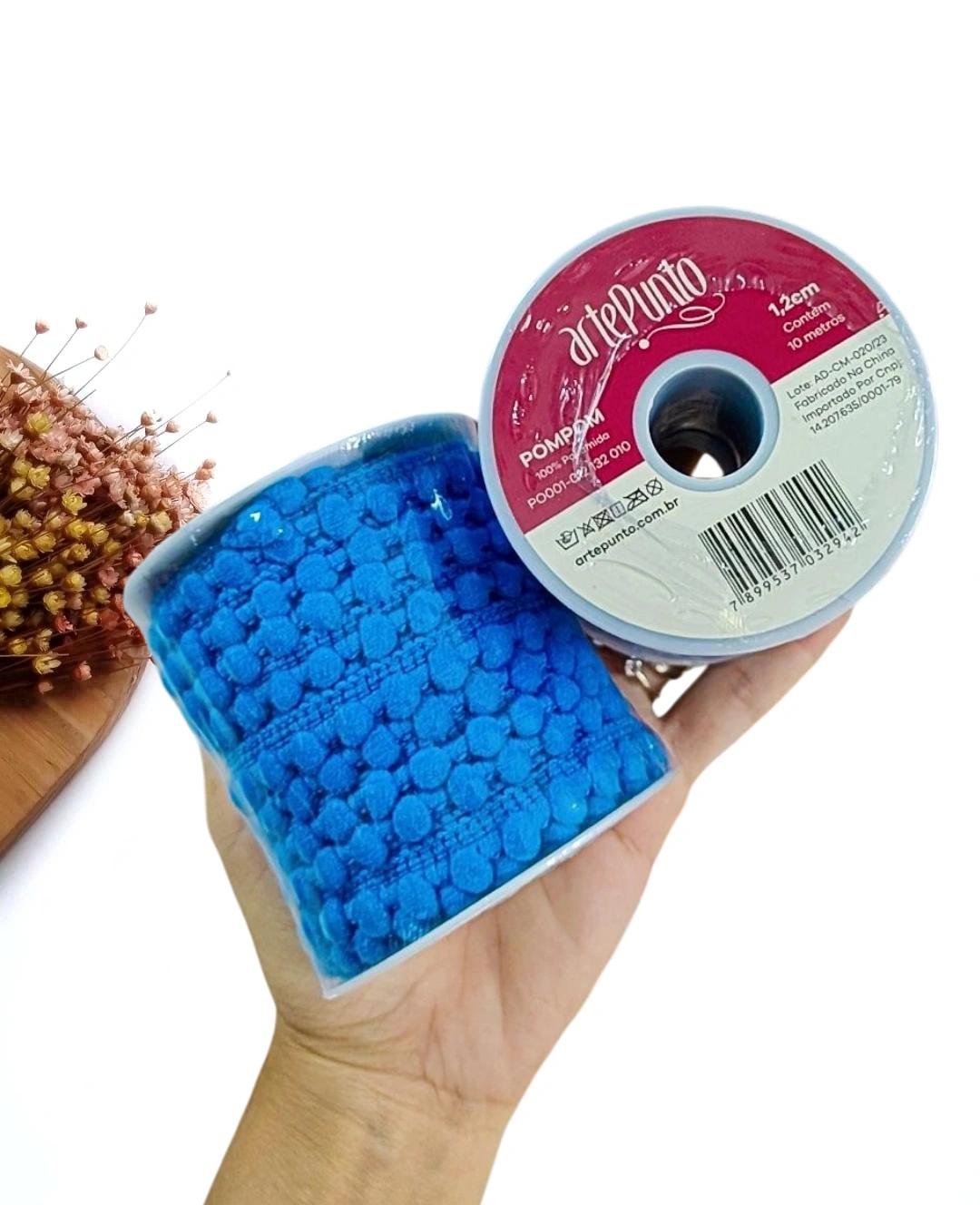FITA POMPOM 1,2CM AZUL - METRO