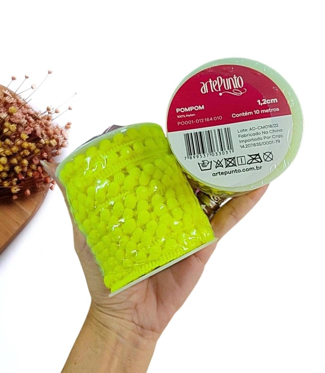 FITA POMPOM 1,2CM AMARELO NEON - METRO