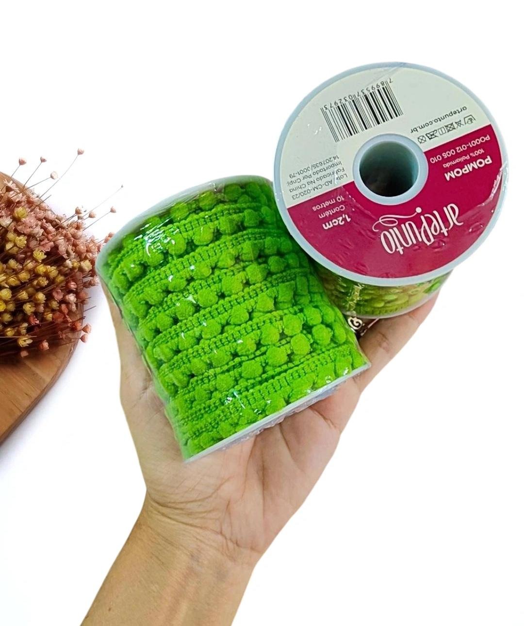 FITA POMPOM 1,2CM VERDE ABACATE - METRO