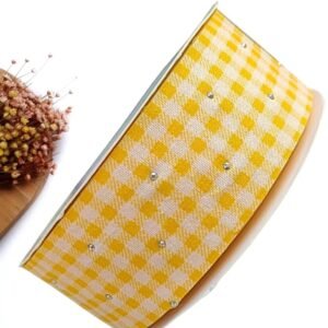 FITA IMPORTADA XADREZ CRAVEJADA DE STRASS 38MM AMARELO - METRO