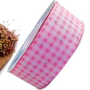 FITA IMPORTADA XADREZ CRAVEJADA DE STRASS 38MM ROSA - METRO