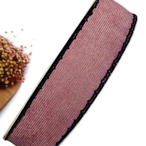 FITA IMPORTADA 38MM ROSA SECO COTELÊ C/ BORDAS BLACK - METRO