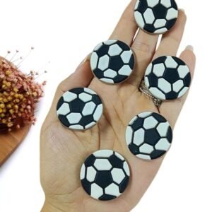 APLIQUE EMBORRACHADO BOLA GRANDE PRETA/BRANCA 3CM C/ 2 UND