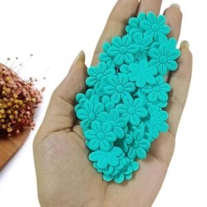 FLOR PRENSADA EM TECIDO 2CM VERDE TIFFANY C/ 50 UND