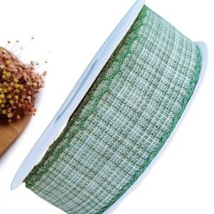 FITA IMPORTADA TWEED LISTRAS 38MM VERDE C/ BORDADO NAS BORDAS - METRO