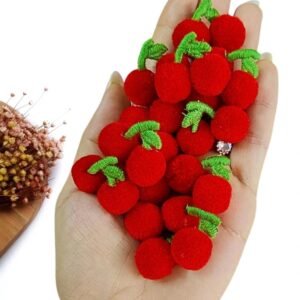 APLIQUE POMPOM CEREJA 3CM VERMELHO C/ 2 UND
