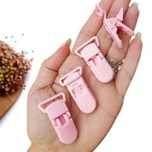 PRENDEDOR DE CHUPETA ROSA  BEBÉ 4CM C/ 2 UND