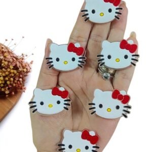 APLIQUE GATINHA HELLO KITTY EMBORRACHADA LAÇO VERMELHO 3,6CM C/ 2 UND