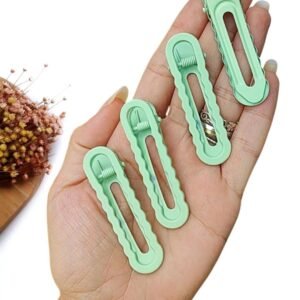 PRESILHA ONDULADA DE METAL 6CM VERDE BEBÊ C/ 2 UND