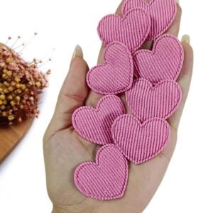 APLIQUE CORAÇÃO COTELÊ ROSA GOIABA 3,5CM C/ 2 UND