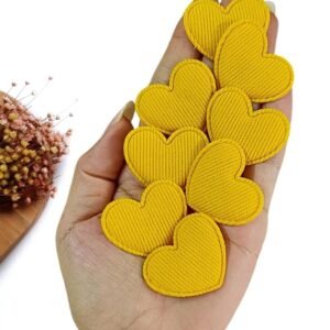 APLIQUE CORAÇÃO COTELÊ AMARELO FORTE 3,5CM C/ 2 UND