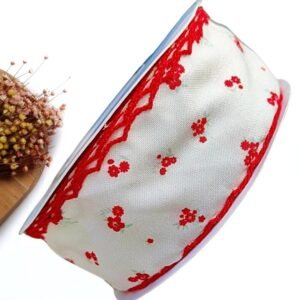 FITA IMPORTADA FLORES VERMELHA 38MM C/ BORDADO NAS BORDAS - METRO