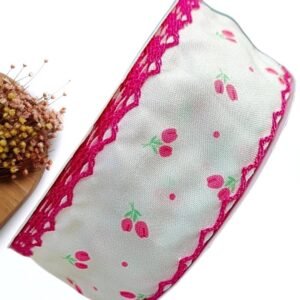 FITA IMPORTADA FLOR TULIPA ROSA 38MM C/ BORDADO NAS BORDAS - METRO
