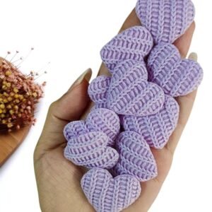 APLIQUE CORAÇÃO CROCHÊ LILAS 3,5CM C/ 2 UND