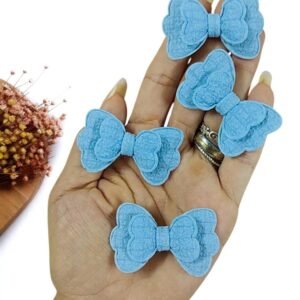 APLIQUE LACINHO DUPLO EM TECIDO 4,5 CM AZUL C/ 2 UND