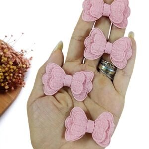 APLIQUE LACINHO DUPLO EM TECIDO 4,5 CM ROSA C/ 2 UND
