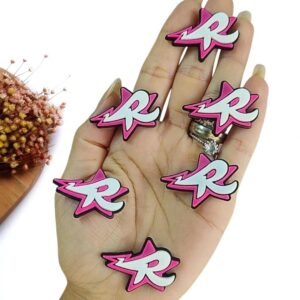 APLIQUE EMBORRACHADO ESTRELA "R" PINK DE EMILLY VICK 3,5CM C/ 2 UND