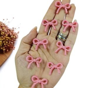 APLIQUE LAÇO RESINADO ROSA 2,6 CM C/ 2 UND