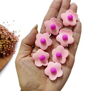 APLIQUE EM RESINA FLOR ROSA C/ BOTÃO PINK 2,6 CM C/ 2 UND