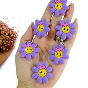 APLIQUE EMBORRACHADO FLOR SMILE LILAS 3,6 CM C/ 2 UND