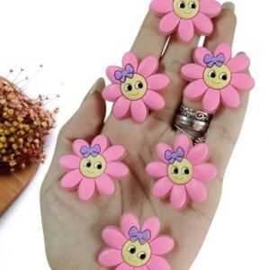 APLIQUE EMBORRACHADO FLOR SMILE ROSA 3,6 CM C/ 2 UND