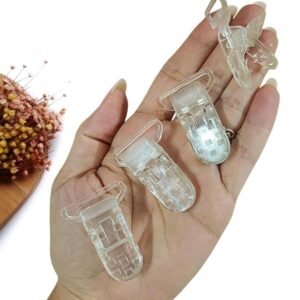 PRENDEDOR DE CHUPETA TRANSPARENTE 4CM C/ 2 UND