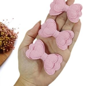 APLIQUE LACINHO DUPLO EM TECIDO 5,5 CM ROSA C/ 2 UND
