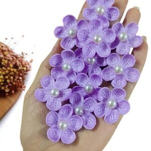 APLIQUE FLOR EM CROCHÊ LILAS 3CM C/ 2 UND