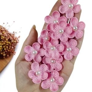 APLIQUE FLOR EM CROCHÊ ROSA 3CM C/ 2 UND