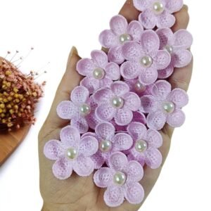 APLIQUE FLOR EM CROCHÊ ROSA BEBÊ 3CM C/ 2 UND