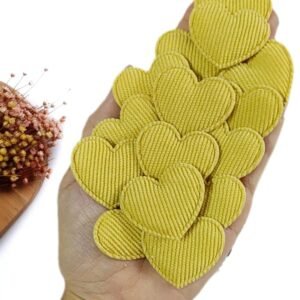 APLIQUE CORAÇÃO COTELÊ DOURADO CLARO 3,5 CM C/ 2 UND
