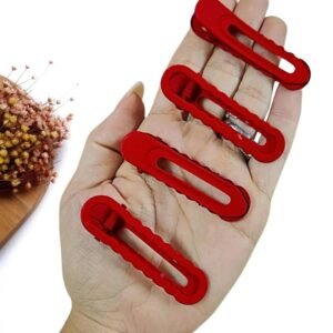 PRESILHA ONDULADA DE METAL 6CM VERMELHO C/ 2 UND