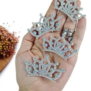 APLIQUE COROA C/ STRASS PRATA 5,5 CM C/ 2 UND