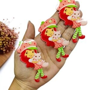APLIQUE EM ACRÍLICO SUBLIMADO CURVADO MORANGUINHO 8 CM UND