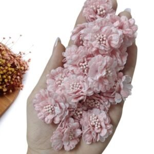 APLIQUE FLOR EM TECIDO RENDADO 3,5 CM ROSA C/ 2 UND