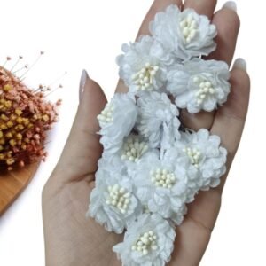 APLIQUE FLOR EM TECIDO RENDADO 3,5 CM BRANCO C/ 2 UND