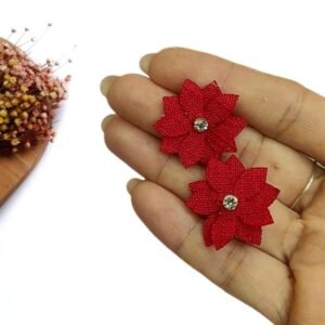 APLIQUE FLOR EM TECIDO LINHO 2,5 CM VERMELHO C/ 2 UND
