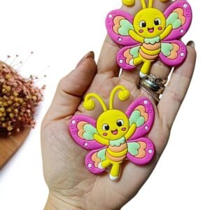 APLIQUE EMBORRACHADO BORBOLETA PINK 6 CM C/ 2 UND