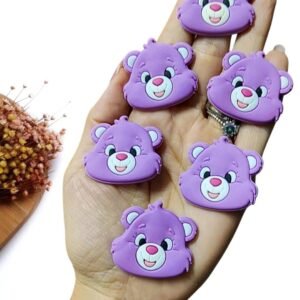 APLIQUE EMBORRACHADO ROSTO URSINHO CARINHOSO LILAS 3,4 CM C/ 2 UND