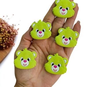 APLIQUE EMBORRACHADO ROSTO URSINHO CARINHOSO VERDE BEBÊ 3,4 CM C/ 2 UND